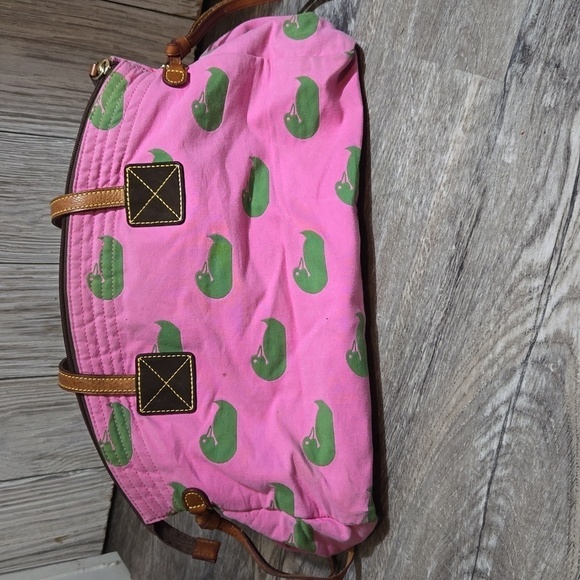 Dooney & Bourke Satchel Pink Green Duck Hobo Zip Handbag Purse - Picture 6 of 8